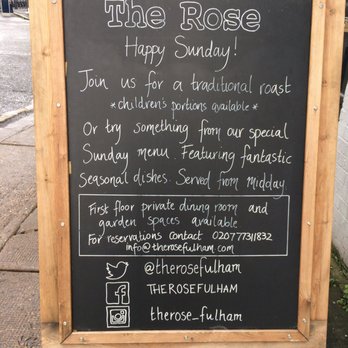 The Rose Pub - Photo of the board outside of The Rose earlier in the day. No indication they would be closing. - Pubs Near Me - London, XGL The Rose Pub - Photo of the board outside of The Rose earlier in the day. No indication they would be closing. - Pubs Near Me - London, XGL