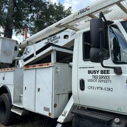 Busy Bee Tree Service - 60ft bucket truck with material handler