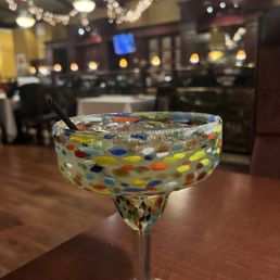a colorful glass of water