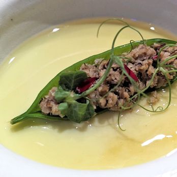 Soseki Modern Omakase - "S(s)am I am" egg, english pea, ham, and dashi - Sushi Bars Near Me - Winter Park, Florida Soseki Modern Omakase - "S(s)am I am" egg, english pea, ham, and dashi - Sushi Bars Near Me - Winter Park, Florida