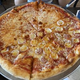 Cheese pizza half pepperoni Cheese pizza half pepperoni