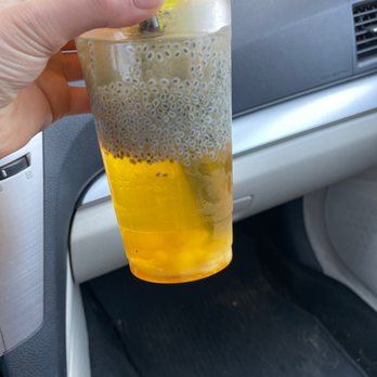 3 Blossoms Cafe - Immortality peach tea with basil seeds and a sample of mago crystal boba - yum!! - Bubble Tea Near Me - Westminster, California 3 Blossoms Cafe - Immortality peach tea with basil seeds and a sample of mago crystal boba - yum!! - Bubble Tea Near Me - Westminster, California