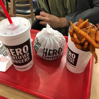 Hero Certified Burgers - The hero burger trio - with extra charge for sweet potato fries - Burgers Near Me - Montreal, Quebec Hero Certified Burgers - The hero burger trio - with extra charge for sweet potato fries - Burgers Near Me - Montreal, Quebec