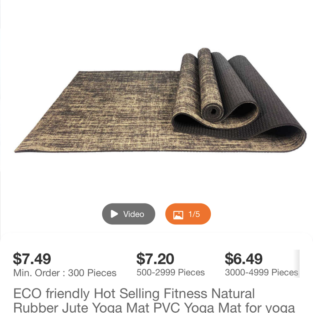 Alibaba listing for their claimed premium mat". Alibaba listing for their claimed premium mat".