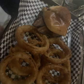 The Asylum - A1 peppercorn burger with onion rings - Cocktail Bars Near Me - Lewisburg, West Virginia The Asylum - A1 peppercorn burger with onion rings - Cocktail Bars Near Me - Lewisburg, West Virginia