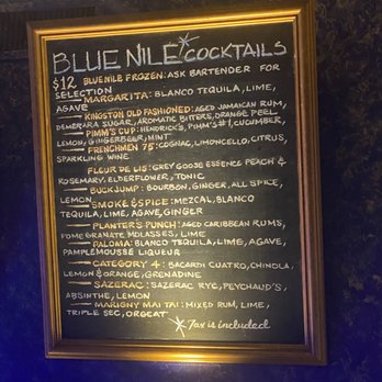 Blue Nile - Cocktail Menu - Bars Near Me - New Orleans, Louisiana