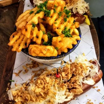 Bulls and Dogs - Waffle Fries w/ German Wiener Dogs - Hot Dogs Near Me - Amsterdam, New Hampshire Bulls and Dogs - Waffle Fries w/ German Wiener Dogs - Hot Dogs Near Me - Amsterdam, New Hampshire