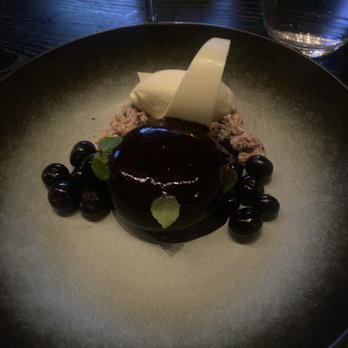 Nobu Chicago - This dessert....oh my nigori saké ice cream, blueberry and white chocolate - Japanese Near Me - Chicago, Illinois