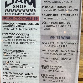 The Dam Shop - a menu for a wine tasting - Food Trucks Near Me - Elk Rapids, Michigan The Dam Shop - a menu for a wine tasting - Food Trucks Near Me - Elk Rapids, Michigan