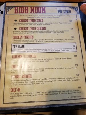 Menu photo 3 Old West Cafe Grapevine, TX