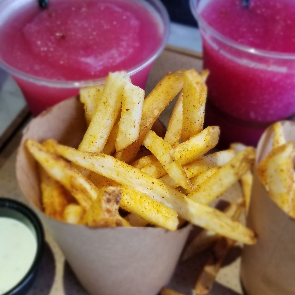 Brassica - Brassarita, or as I say the a$$kickarita, and brassica fries. - Mediterranean Near Me - Columbus, Ohio Brassica - Brassarita, or as I say the a$$kickarita, and brassica fries. - Mediterranean Near Me - Columbus, Ohio
