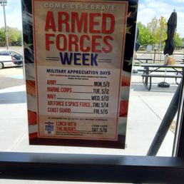 Mission BBQ for the month of May is offering this to our wonderful Armed Forces.  Daily military discount throughout the year.