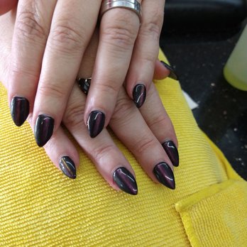 QT Nails - Sport length stiletto with Cat's eye w/purple shine. - Nail Salons Near Me - Pasadena, Texas QT Nails - Sport length stiletto with Cat's eye w/purple shine. - Nail Salons Near Me - Pasadena, Texas