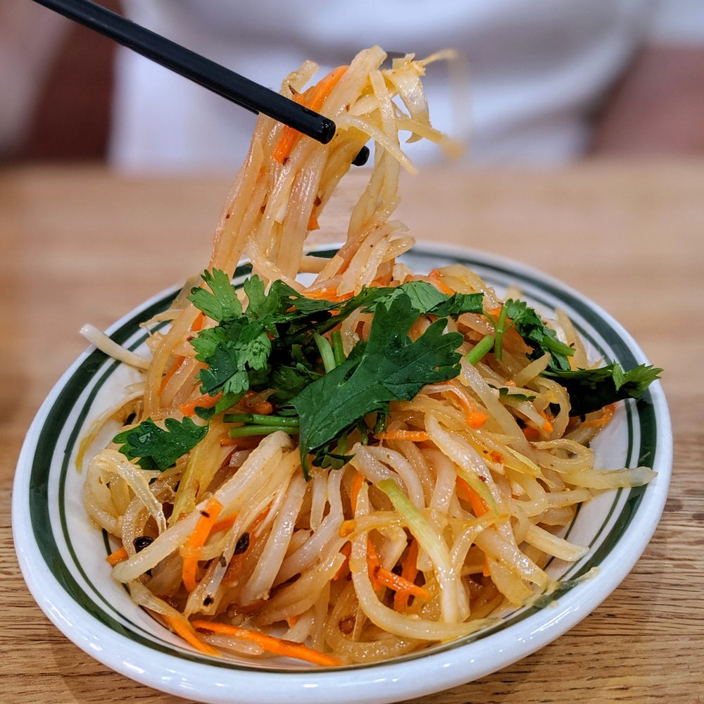 New Dumpling - shredded potato salad. LOVE the Szechuan peppercorn - Chinese Near Me - El Cerrito, California New Dumpling - shredded potato salad. LOVE the Szechuan peppercorn - Chinese Near Me - El Cerrito, California