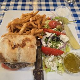 Greek Burger combo (comes with fries and salad) Greek Burger combo (comes with fries and salad)