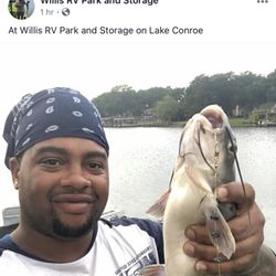 Willis RV Park - Fishing from the back of RV
