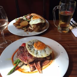 Bacon cheeseburger and sirloin steak. Delicious!