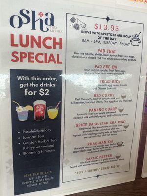 Menu photo 1 Osha Thai Kitchen Houston, TX