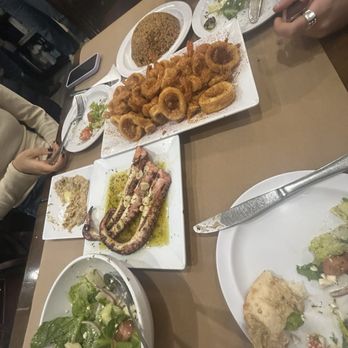 Abuqir Seafood - Grilled Octopus, Calamari, Greek Salad, Brown Rice - Mediterranean Near Me - Astoria, New York