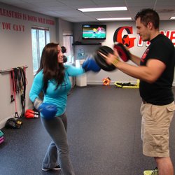 G Fitness - Natalie getting some boxing work in during her workout