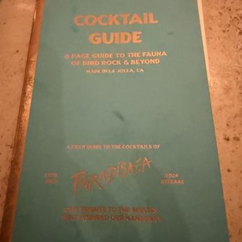Paradisaea - Menu - New American Near Me - San Diego, California