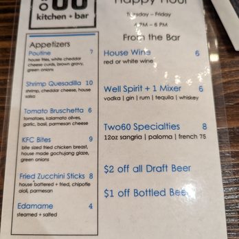 TWO60 Kitchen + Bar - Happy hour menu - New American Near Me - Fairfield, California TWO60 Kitchen + Bar - Happy hour menu - New American Near Me - Fairfield, California