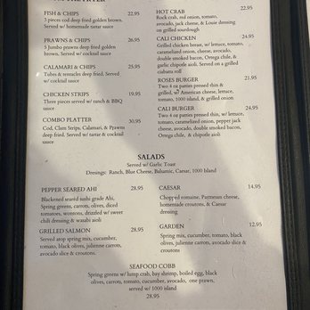 Rose's Bar and Grill - Menu - Seafood Near Me - Morro Bay, California Rose's Bar and Grill - Menu - Seafood Near Me - Morro Bay, California