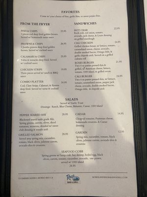 Menu photo 2 Rose's Bar and Grill Morro Bay, CA Menu photo 2 Rose's Bar and Grill Morro Bay, CA