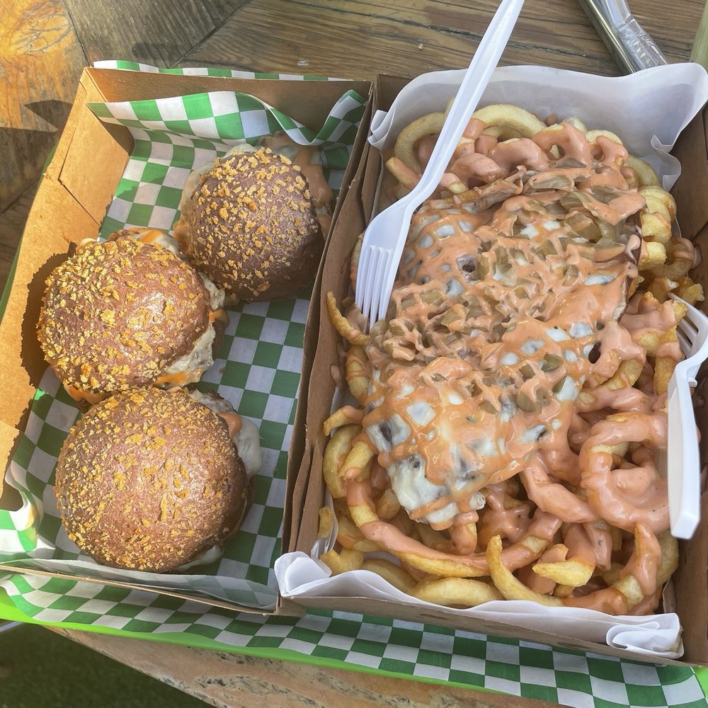 Panda Sal's - Smothered corned beef fries and sliders - Burgers Near Me - Bellflower, California Panda Sal's - Smothered corned beef fries and sliders - Burgers Near Me - Bellflower, California