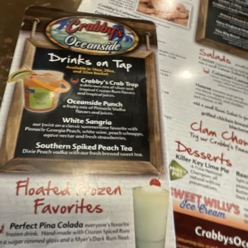 Crabby's Oceanside - Drinks - Seafood Near Me - Daytona Beach, Florida