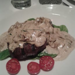 Steak frites with funghi