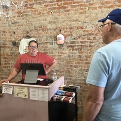 Crunchy Bits - Cash register area with exposed brick