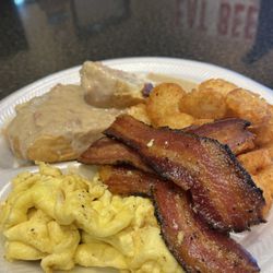 Deano's at Deer Creek - Our blue plate special is a little bit of everything. Hash browns, 2 eggs cooked how you like, bacon and a half order of biscuits and gravy.
