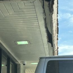 Collapsing soffit above the drive-through Collapsing soffit above the drive-through