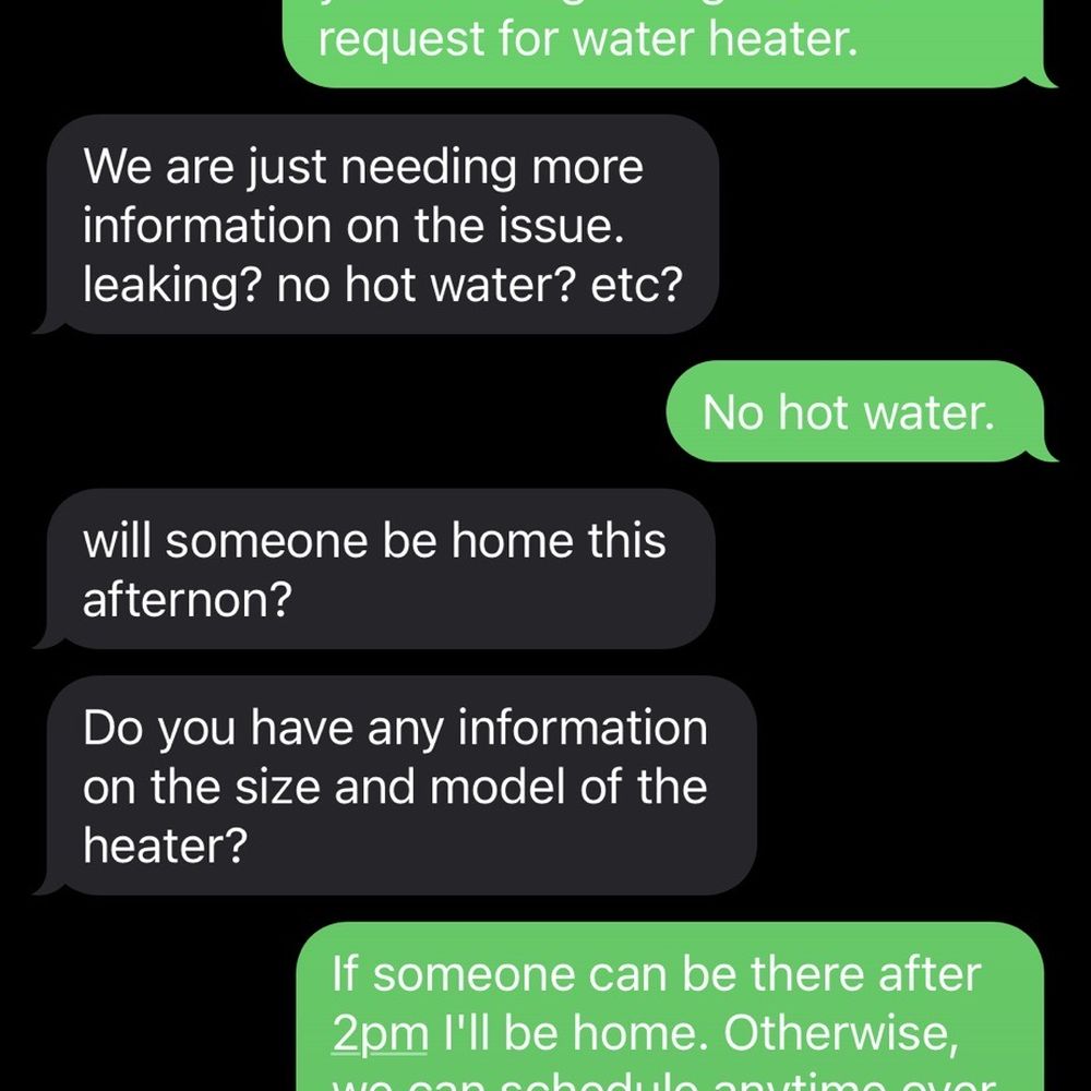 Blue Water Plumbing - Text messages with BlueWater plumbing. - Plumbing Near Me - Big Pine Key, Florida