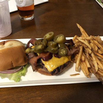The CORRAL - Bison burger with cheese, bacon, and jalapeños! - Burgers Near Me - Gardiner, Montana The CORRAL - Bison burger with cheese, bacon, and jalapeños! - Burgers Near Me - Gardiner, Montana