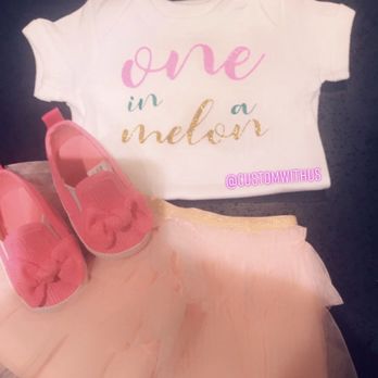 Custom With Us - Our baby girl is turning 1 and she's ONE in a Melon to mommy and daddy. Thanks custom with us!!! - Screen Printing/T-Shirt Printing Near Me - Houston, Texas