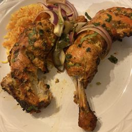 Tandoori chicken One and Only Tandoori Kukkad and Masala Rice with no masala flavor just turmeric rice