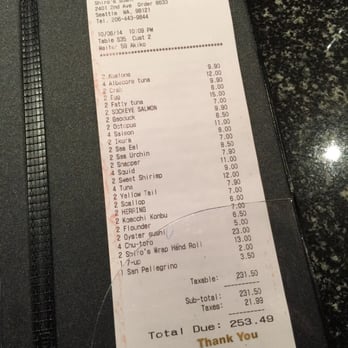 Shiro's - The damage - Sushi Bars Near Me - Seattle, Washington