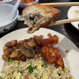 my plate! the fried rice was soo good i just keep eating and didn't take a pic of the platter, check out the dumpling my plate! the fried rice was soo good i just keep eating and didn't take a pic of the platter, check out the dumpling