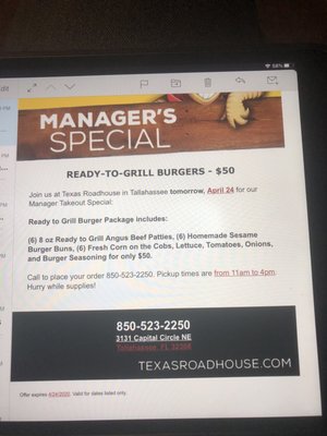 Menu photo 4 Texas Roadhouse Tallahassee, FL