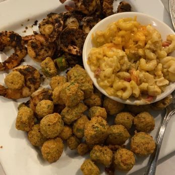 Fisherman's Corner - Blackened Shrimp Fried Okra and Cajun Macaroni & Cheese - Cajun/Creole Near Me - Pensacola, Florida