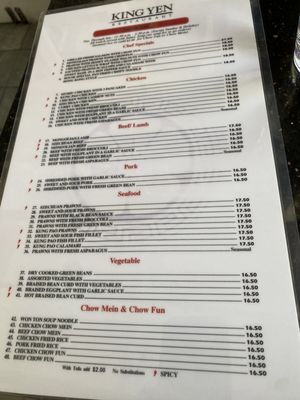 Menu photo 1 King Yen Restaurant Berkeley, CA