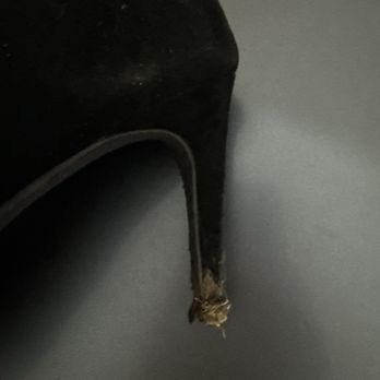Vivar's upholstery - Shoe before - dirty and heel pad damaged but smooth velvety fabric - Auto Upholstery Near Me - Tustin, California Vivar's upholstery - Shoe before - dirty and heel pad damaged but smooth velvety fabric - Auto Upholstery Near Me - Tustin, California