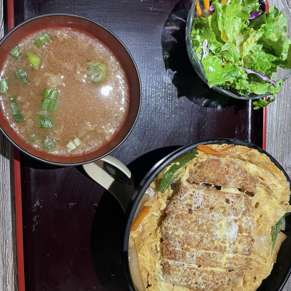 Chopstix - Tonkatsudon with miso soup and salad - Sushi Bars Near Me - San Diego, California Chopstix - Tonkatsudon with miso soup and salad - Sushi Bars Near Me - San Diego, California