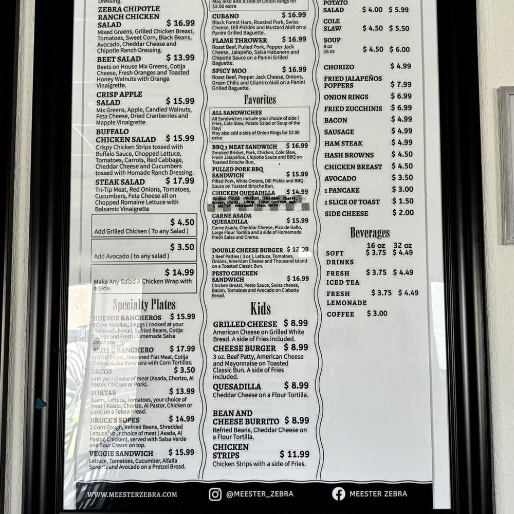 Meester Zebra - Food menu - American Near Me - Cathedral City, California Meester Zebra - Food menu - American Near Me - Cathedral City, California
