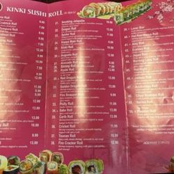 Kinki Sushi - Sushi roll menu