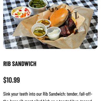 Big Ray's BBQ - Photo of the "Rib Sandwich" - Notice it is a bone-in sandwich, WTH? - Barbeque Near Me - Allen, Texas