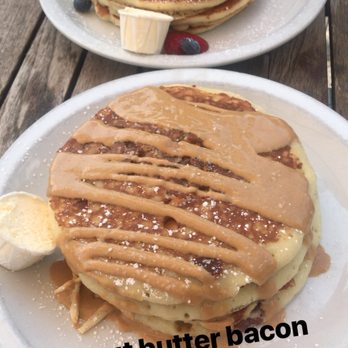 Brownstone Pancake Factory - Peanut butter and bacon pancakes - Breakfast & Brunch Near Me - Edgewater, New Jersey Brownstone Pancake Factory - Peanut butter and bacon pancakes - Breakfast & Brunch Near Me - Edgewater, New Jersey