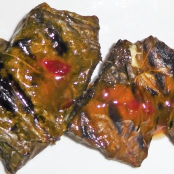 Zeugma Mediterranean Grill - grilled halloumi wrapped in grape leaves with a sweet chili sauce - Mediterranean Near Me - Montclair, New Jersey Zeugma Mediterranean Grill - grilled halloumi wrapped in grape leaves with a sweet chili sauce - Mediterranean Near Me - Montclair, New Jersey